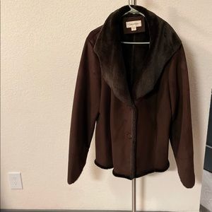 Real Calvin Klein Suede with Faux Fur Collar & Sleeves